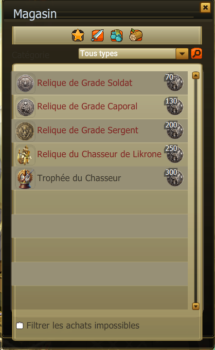 Boutique du Capitaine des Chasseurs