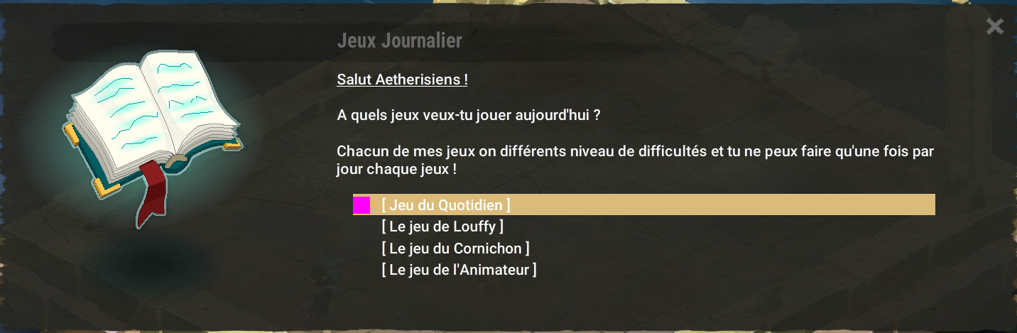 Les différents jeux