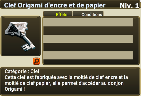 Clef Origami d'encre et de papier