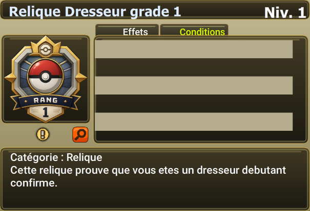 Relique Dresseur grade 1