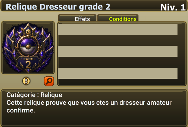 Relique Dresseur grade 2