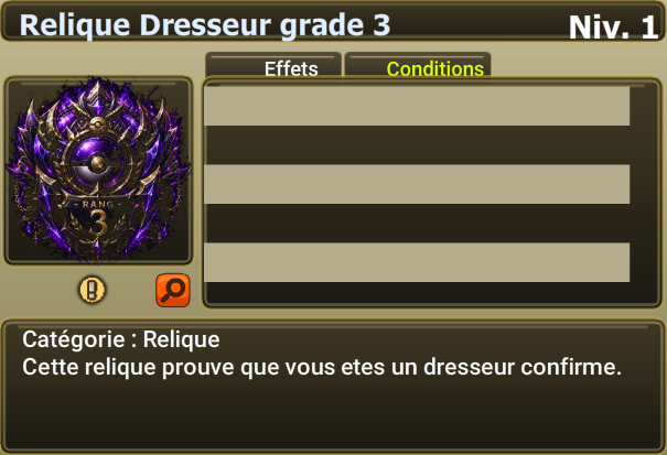Relique Dresseur grade 3