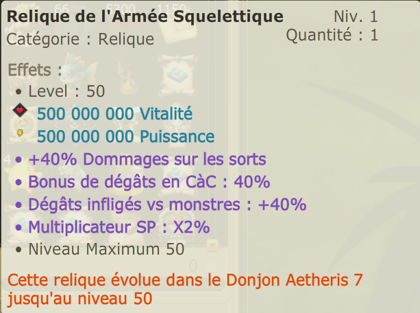 Relique donjon Aetheris 7